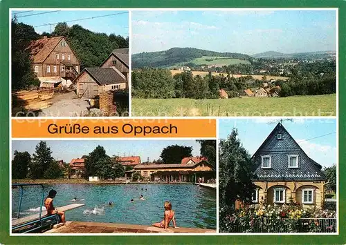 AK / Ansichtskarte Oppach Buschmuehle Teilansicht Freibad Umgebindehaus Kat. Oppach