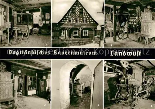 AK / Ansichtskarte Landwuest Vogtlaendisches Bauernmuseum Blockstube Russkueche Kammerwagen Kat. Markneukirchen