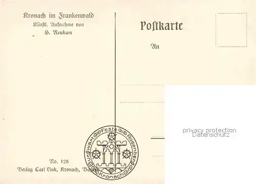 AK / Ansichtskarte Kronach Oberfranken Bamberger Tor No. 128 Stempel Burgwart Feste Rosenberg Kat. Kronach