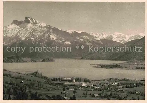 AK / Ansichtskarte Mondsee Salzkammergut Panorama mit Blick zum Schafberg Kat. Mondsee