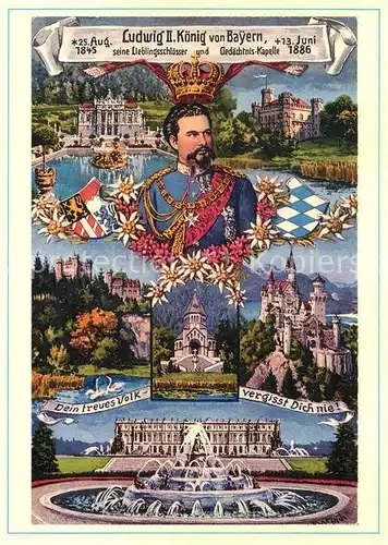 AK / Ansichtskarte Adel Bayern Koenig Ludwig II. Schloesser Briefmarke Essay 1865  Kat. Koenigshaeuser