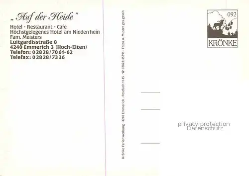 AK / Ansichtskarte Hoch Elten Hotel Auf der Heide Terrasse Gastraum Rezeption Rheinpartie