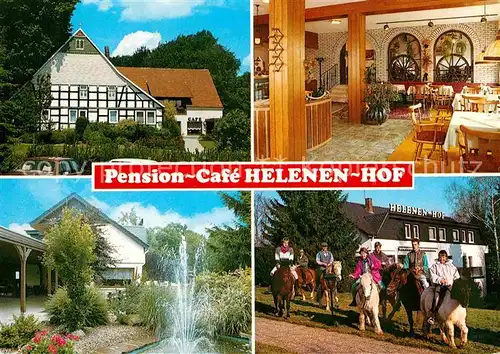 AK / Ansichtskarte Randringhausen Bad Pension Cafe Helenen Hof Gaststube Springbrunnen Ponyreiten Kat. Buende