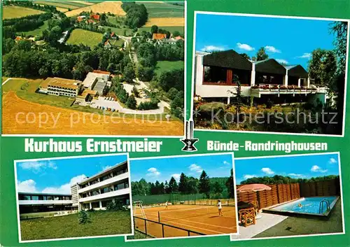 AK / Ansichtskarte Bad Randringhausen Fliegeraufnahme Kurhaus Ernstmeier Tennisplatz Schwimmbad Kat. Buende