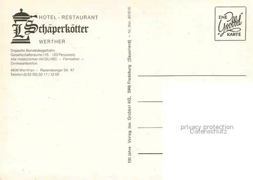 AK / Ansichtskarte Werther Westfalen Hotel Restaurant Schaeperkoetter Kat. Werther (Westf.)