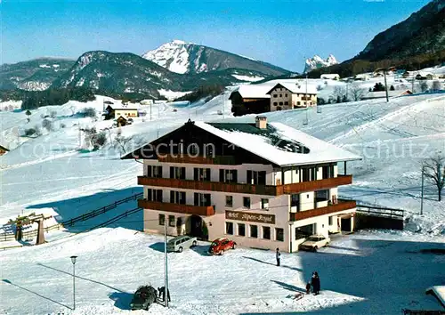 AK / Ansichtskarte Kastelruth Suedtirol Hotel Alpen Royal Winterpanorama Dolomiten Kat. Salten Schlern