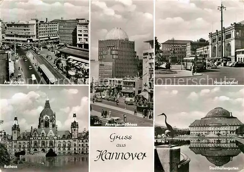 AK / Ansichtskarte Hannover Hauptbahnhof Anzeiger Hochhaus Rathaus Kat. Hannover