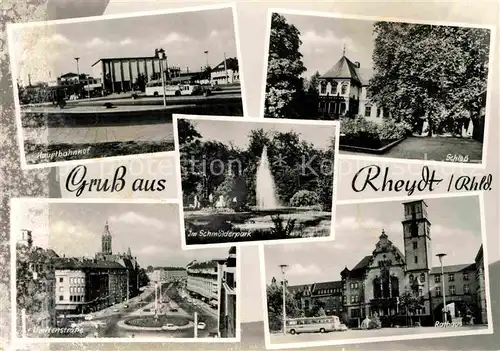 AK / Ansichtskarte Rheydt Hauptbahnhof Rathaus Schloss Schmoelderpark Kat. Moenchengladbach