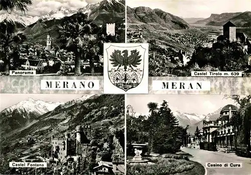 AK / Ansichtskarte Meran Merano Panorama Schloss Tirol Brunnenburg Kurhaus