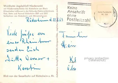 AK / Ansichtskarte Seilbahn Ruedesheim  Kat. Bahnen