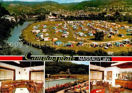 AK / Ansichtskarte Nassau Lahn Campingplatz Fliegeraufnahme Restaurant Gaststube Schwimmbad Kat. Nassau