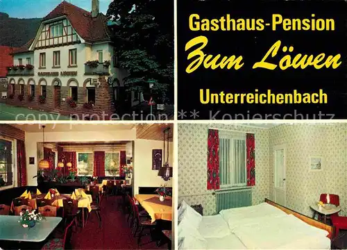 AK / Ansichtskarte Unterreichenbach Calw Gasthaus Pension Zum Loewen Gaststube Zimmer Kat. Unterreichenbach