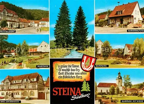 AK / Ansichtskarte Steina Suedharz Kurverwaltung Kurpark Hotel zum Roemerstein Mitteldorf Kat. Bad Sachsa