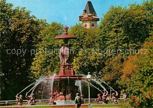 AK / Ansichtskarte Graz Steiermark Stadtparkbrunnen mit Uhrturm Kat. Graz