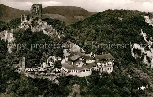 AK / Ansichtskarte Koenigswinter Ruine Drachenfels mit Hotel Siebengebirge Serie Der sagenumwobene Rhein Fliegeraufnahme Kat. Koenigswinter