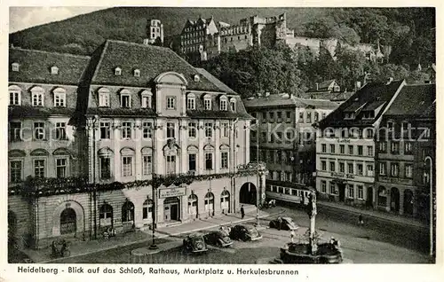 AK / Ansichtskarte Heidelberg Neckar Blick auf Schloss Rathaus Marktplatz Herkulesbrunnen Kat. Heidelberg