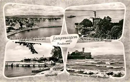 AK / Ansichtskarte Langenargen Bodensee Fliegeraufnahme Kurhaus Schloss Montfort Foehnsturm Uferpartie Kat. Langenargen