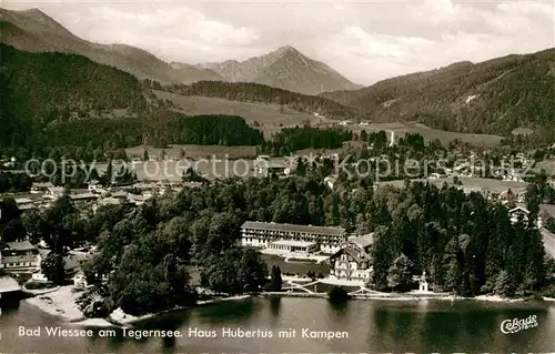 AK / Ansichtskarte Bad Wiessee Tegernsee Haus Hubertus mit Kampen Bayerische Voralpen Fliegeraufnahme