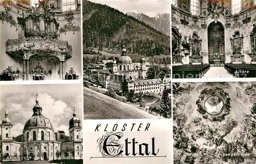 AK / Ansichtskarte Ettal Kloster Orgel Abteikirche Altaere Deckengemaelde Kat. Ettal
