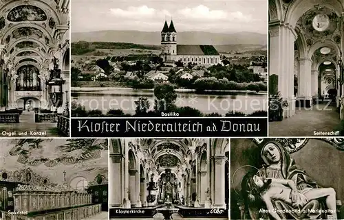 AK / Ansichtskarte Niederalteich Donau Kloster Kirche Orgel Kanzel Sakristei Seitenschiff Gnadenbild Kat. Niederalteich