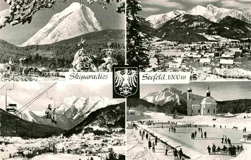 AK / Ansichtskarte Seefeld Tirol Winterpanorama Skiparadies Eislaufbahn Kirche Alpenpanorama Kat. Seefeld in Tirol