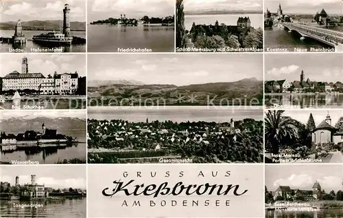 AK / Ansichtskarte Kressbronn Bodensee und umliegende Staedte am Bodensee Schweizer Alpen Kat. Kressbronn am Bodensee