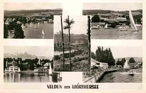 AK / Ansichtskarte Velden Woerthersee Landschaftspanorama Alpen Segeln