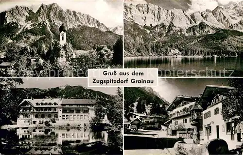 AK / Ansichtskarte Grainau Dorfpartie mit Kirche Zugspitzdorf Wettersteingebirge Kat. Grainau