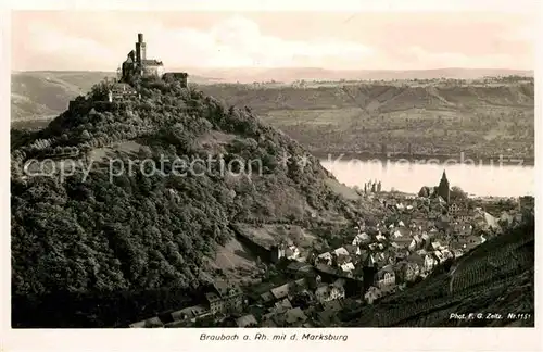 AK / Ansichtskarte Braubach Rhein Panorama mit der Marksburg Kat. Braubach