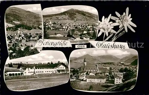 AK / Ansichtskarte Hausham Panorama Ortsansicht mit Kirche Edelweiss Kat. Hausham