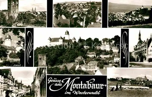 AK / Ansichtskarte Montabaur Westerwald Wolfsturm Schloss Altstadt Rathaus Schafherde Kat. Montabaur