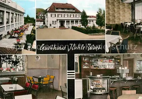AK / Ansichtskarte Oberbauerschaft Buende Westfalen Gasthaus Kahle Wart Terrasse Gastraeume Theke Kat. Huellhorst