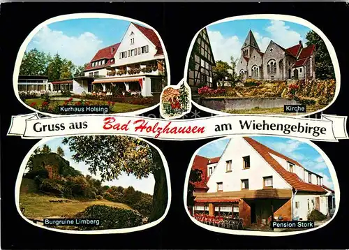 AK / Ansichtskarte Bad Holzhausen Luebbecke Kurhaus Holsing Kirche Burgruine Limberg Pension Stork Kat. Preussisch Oldendorf