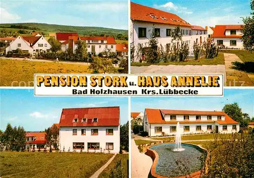AK / Ansichtskarte Bad Holzhausen Luebbecke Pension Stork und Haus Annelie Springbrunnen Kat. Preussisch Oldendorf