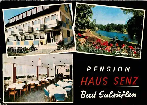 AK / Ansichtskarte Bad Salzuflen Pension Haus Senz Speisesaal Kurparksee Kat. Bad Salzuflen