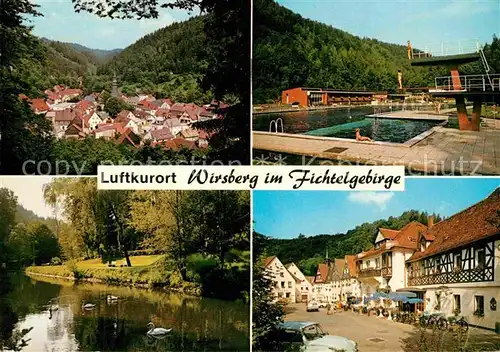 AK / Ansichtskarte Wirsberg Ortsansicht Schwimmbad Schwanenteich Strassenpartie Kat. Wirsberg