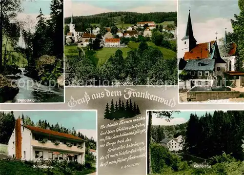AK / Ansichtskarte Grafengehaig Steinachklamm Teilansicht Kirche Brunnen Schindelwald Rehbachtal Kat. Grafengehaig