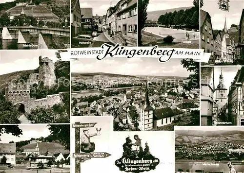 AK / Ansichtskarte Klingenberg Main Mainbruecke Burg Freibad Panorama Hofstrasse Festwiese Kat. Klingenberg a.Main