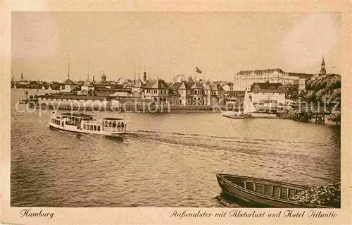 AK / Ansichtskarte Hamburg Aussenalster mit Alsterlust und Hotel Atlantic Ausflugsdampfer Kat. Hamburg