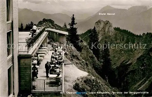 AK / Ansichtskarte Oberammergau Laber Bergbahn Terrasse Berggaststaette Alpenpanorama Kat. Oberammergau
