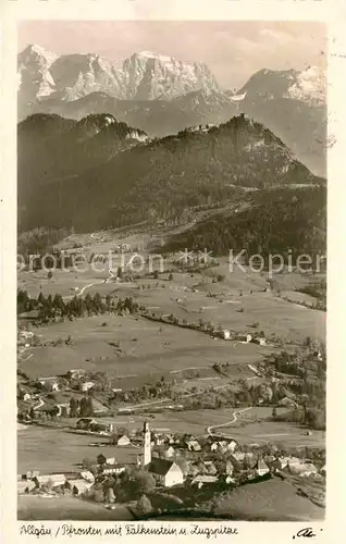 AK / Ansichtskarte Pfronten mit Falkenstein und Zugspitze Wettersteingebirge Fliegeraufnahme Kat. Pfronten