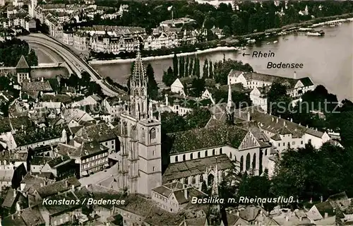 AK / Ansichtskarte Konstanz Bodensee Basilika Altstadt Rheinausfluss Fliegeraufnahme Kat. Konstanz