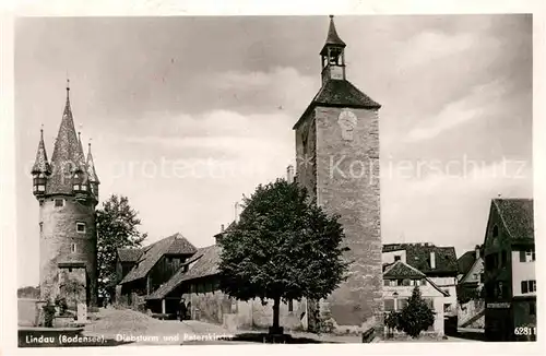 AK / Ansichtskarte Lindau Bodensee Diebsturm und Peterskirche Kat. Lindau (Bodensee)