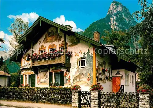 AK / Ansichtskarte Oberammergau Passionsspieldorf Fassadenmalerei Rotkaeppchen Haus und Kofel Kat. Oberammergau