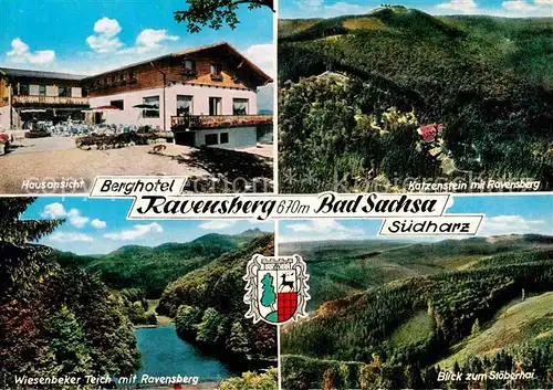 AK / Ansichtskarte Bad Sachsa Harz Berghotel Ravensberg Wiesenbeker Teich Katzenstein Stoeberhai Kat. Bad Sachsa