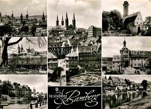 AK / Ansichtskarte Bamberg Stadtbild mit Kirchen Michelsberg Concordia Altstadt Dom Altenburg Rathaus Klein Venedig Kat. Bamberg