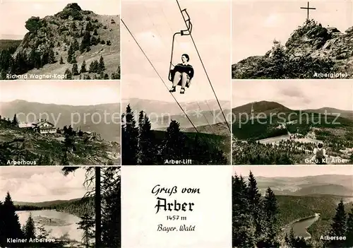 AK / Ansichtskarte Arber Richard Wagner Kopf Felsen Arberhaus See Sessellift Gipfelkreuz