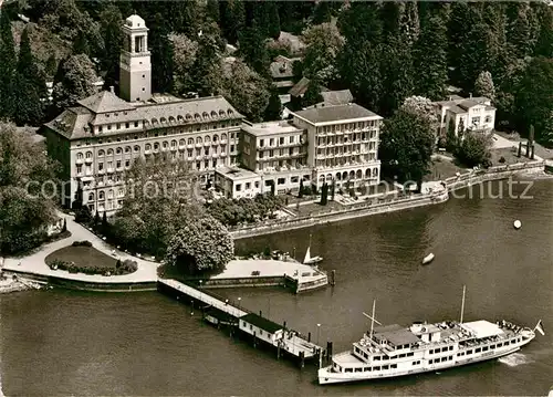 AK / Ansichtskarte Lindau Bodensee Hotel Bad Schachen Landungssteg Dampfer Fliegeraufnahme Kat. Lindau (Bodensee)