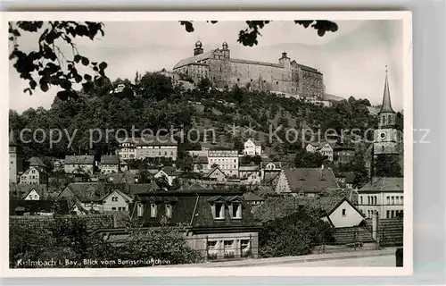 AK / Ansichtskarte Kulmbach Stadtblick vom Gartenrestaurant Bergschloesschen mit Plassenburg Kat. Kulmbach