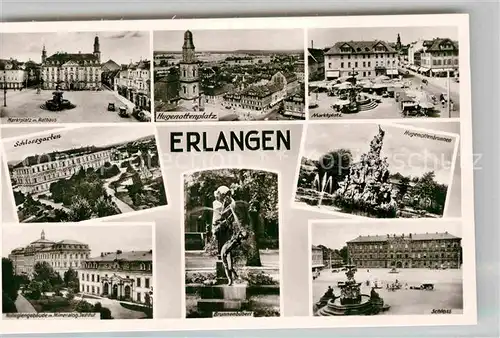 AK / Ansichtskarte Erlangen Schloss Marktplatz Rathaus Hugenottenbrunnen Schloss  Kat. Erlangen